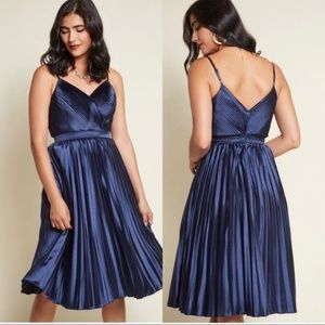 ModCloth Chi Chi London Pleated Dress- NAVY